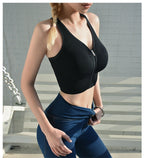 Cloud Hide Front Zipper Sports Bra - Women's Push-Up Yoga Crop Top