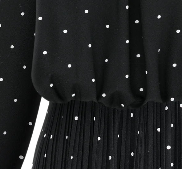 Women's Plus Size Polka Dot Long Sleeve Bohemian Maxi Dress