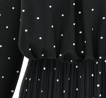 Women's Plus Size Polka Dot Long Sleeve Bohemian Maxi Dress