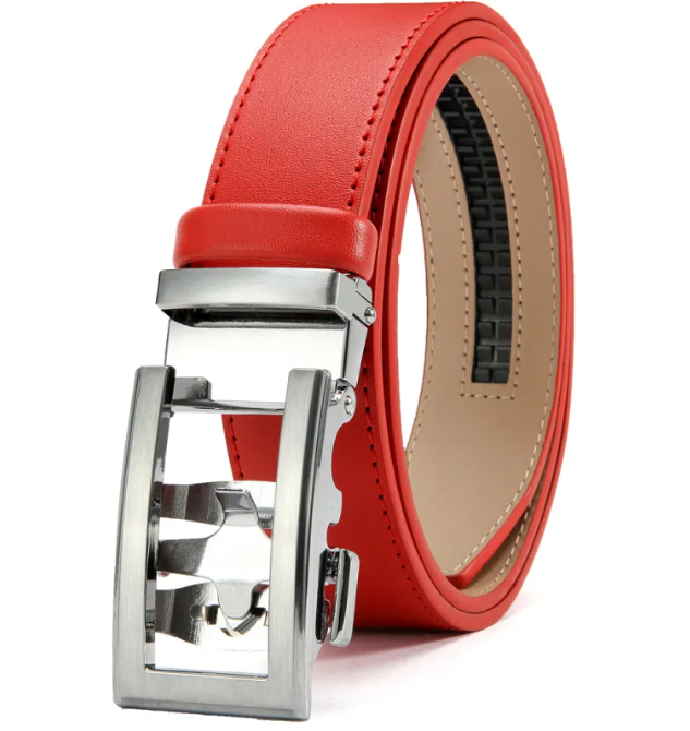 Men's Alloy Automatic Belt ILLUSION CO Red 115to135cm