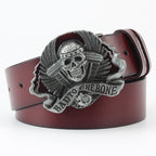 Men's Ghoulish Skull Leather Belt - Casual Style