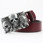 Men's Ghoulish Skull Leather Belt - Casual Style
