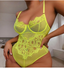 Women's Lace Bodysuit Lingerie With Floral Design Women's Lingerie Unbranded Green S