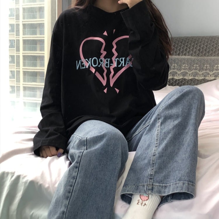 Women's Love Print Long Sleeve T Shirt