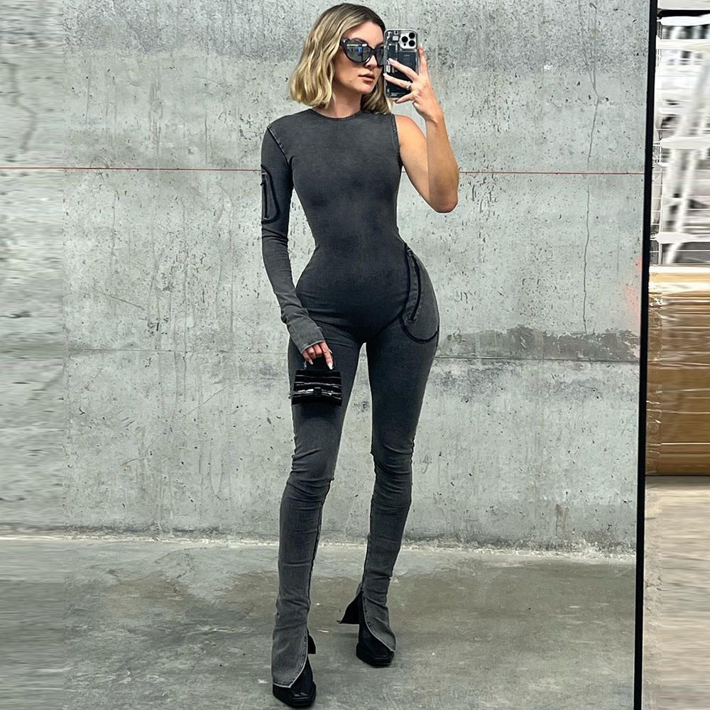 Women's Autumn Skinny Denim Jumpsuit Secondary image