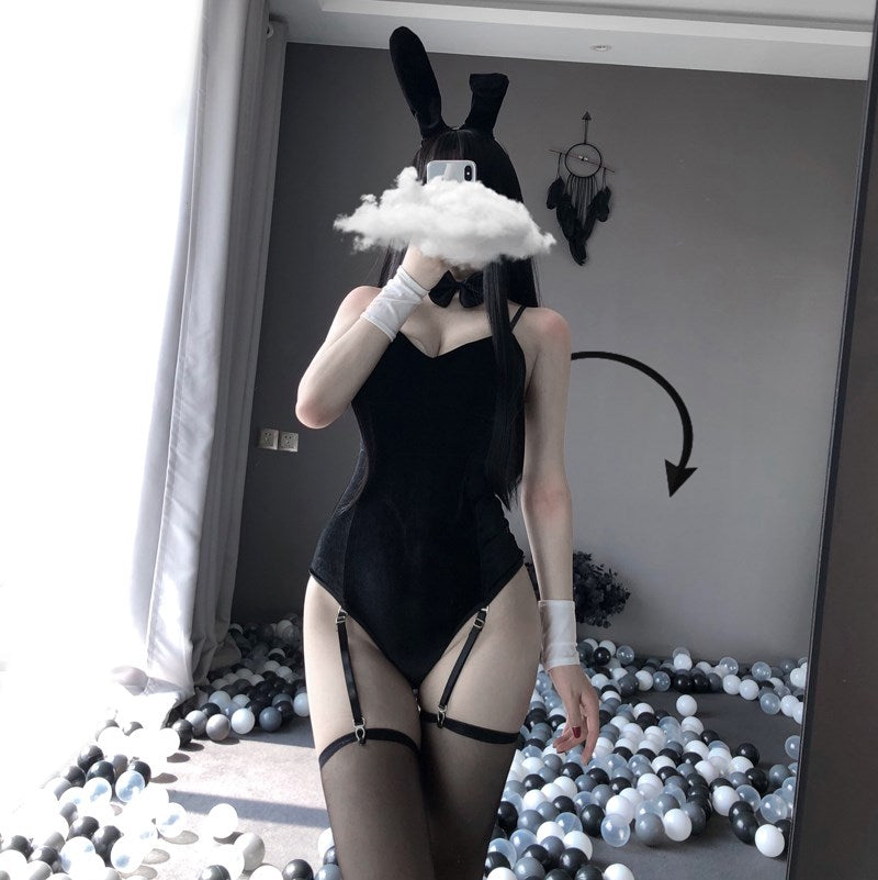 Women's Bunny Costume Lingerie Bodysuit With Garters Women's Lingerie Unbranded