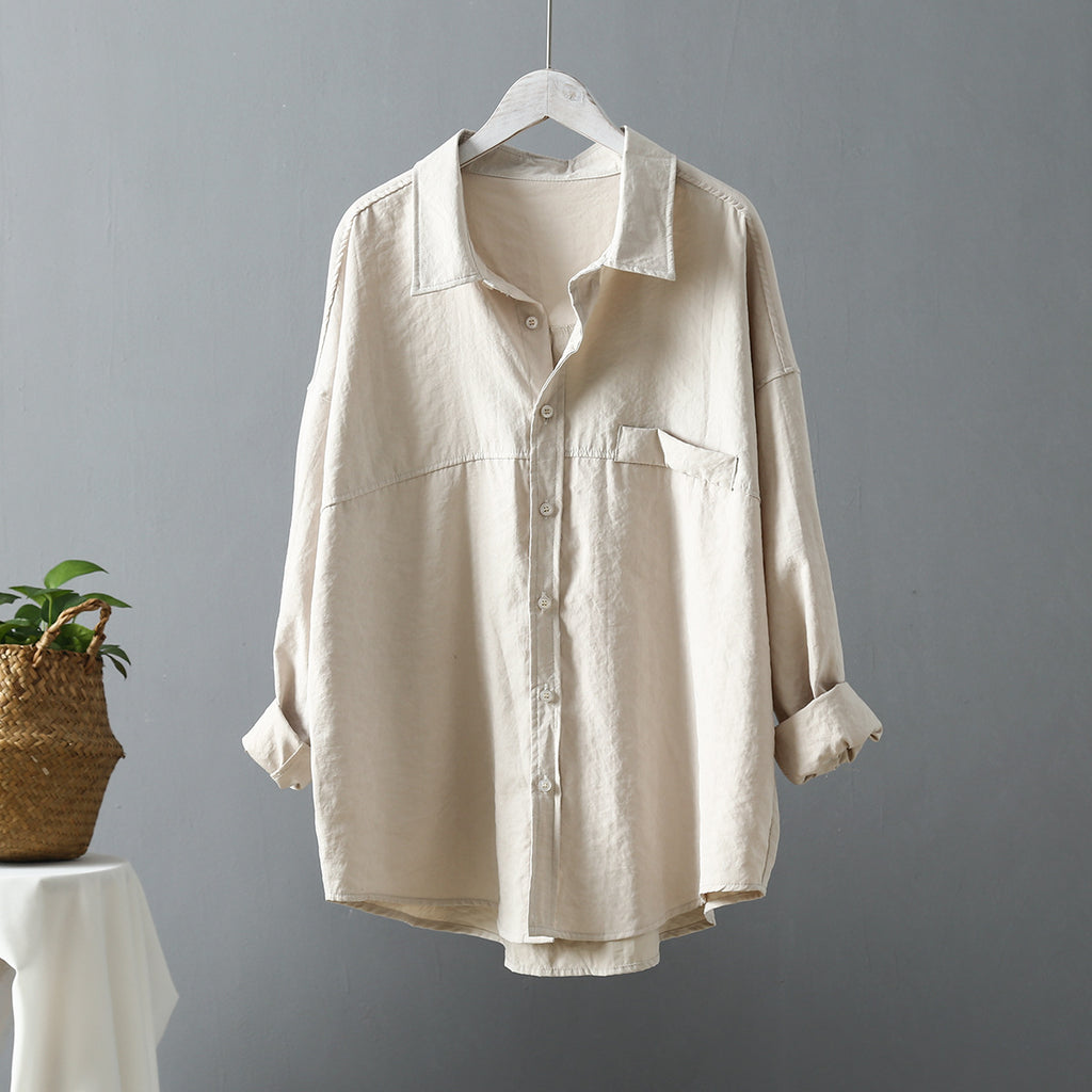 Women's Loose Plain Shirt Jacket