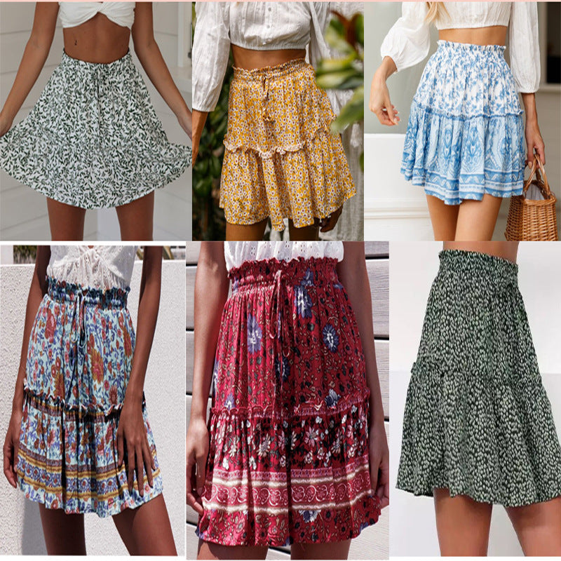 Women's Floral A line Beach Printed Mini Skirt
