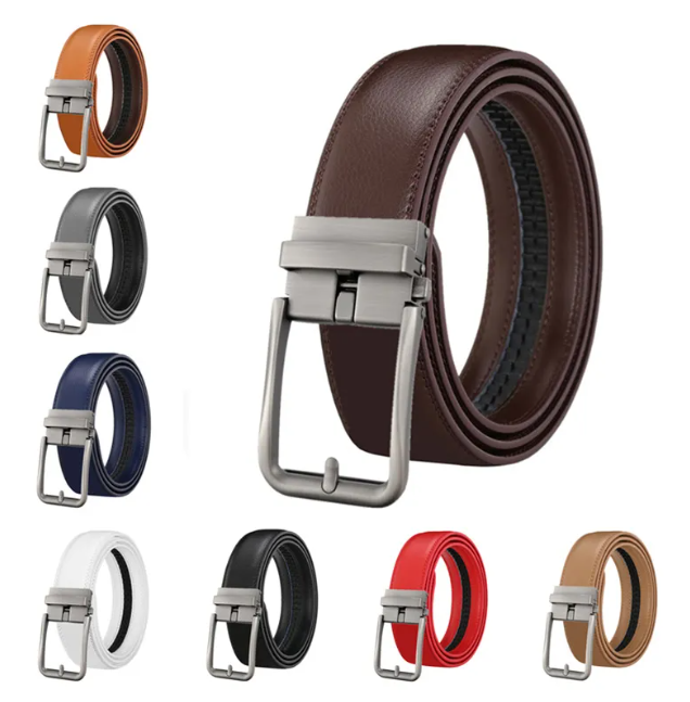 Men's Automatic Hollow Buckle Leather Belt Men's Belt Unbranded Main image