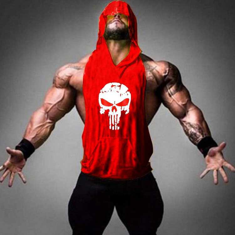 Hooded Skull Bodybuilding Tank Top Men's Tank Top Unbranded