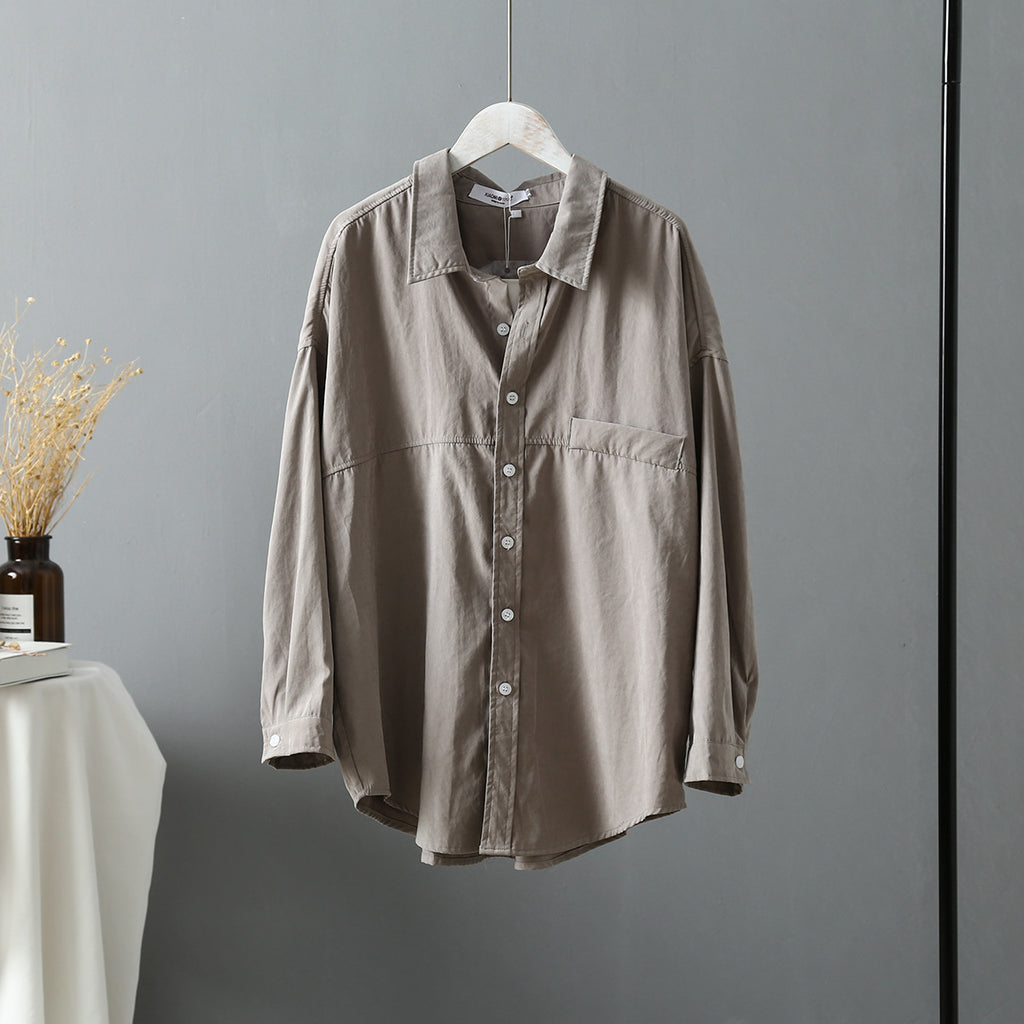 Women's Loose Plain Shirt Jacket