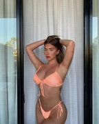 Women's Split Solid Beach Bikini Size Swimwear