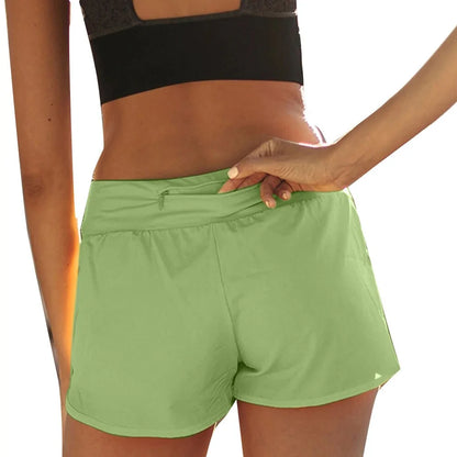 Womens High Waist Double Layer Running Shorts