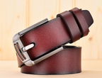 Men's Vintage Casual Genuine Leather Belt ILLUSION CO Brown 120cm