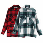 Women's Checkered Shirt & Blended Coat