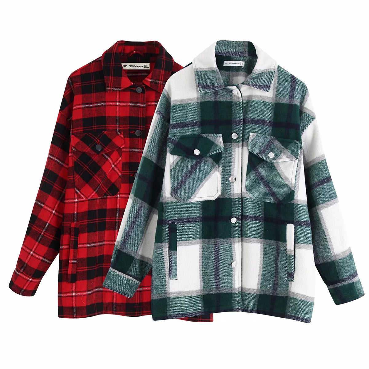 Women's Checkered Shirt & Blended Coat