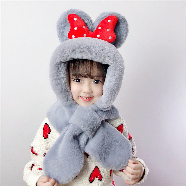 Children's Thick Warm Scarves And Hats With Cute Designs