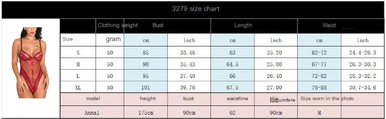 Women's Lace Trim Sexy Sheer Bodysuit & Lingerie