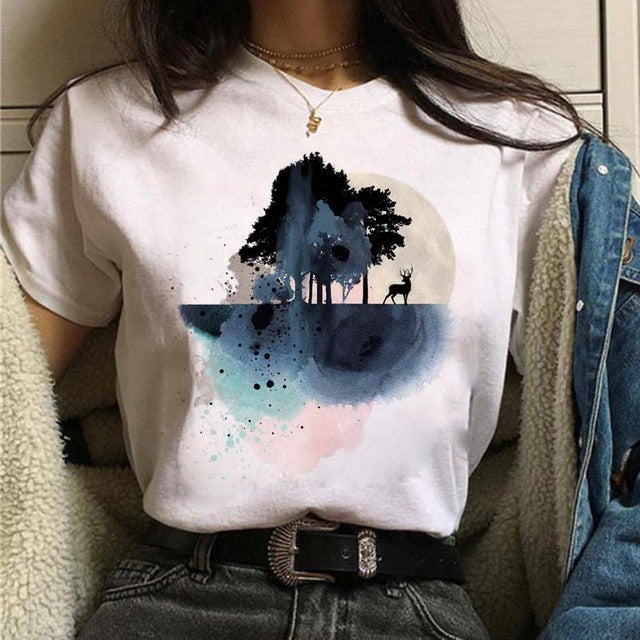 Women's Aesthetic Universe Planets Graphic T Shirt