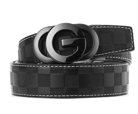 Men's Business Casual Leather Belt with Automatic Buckle