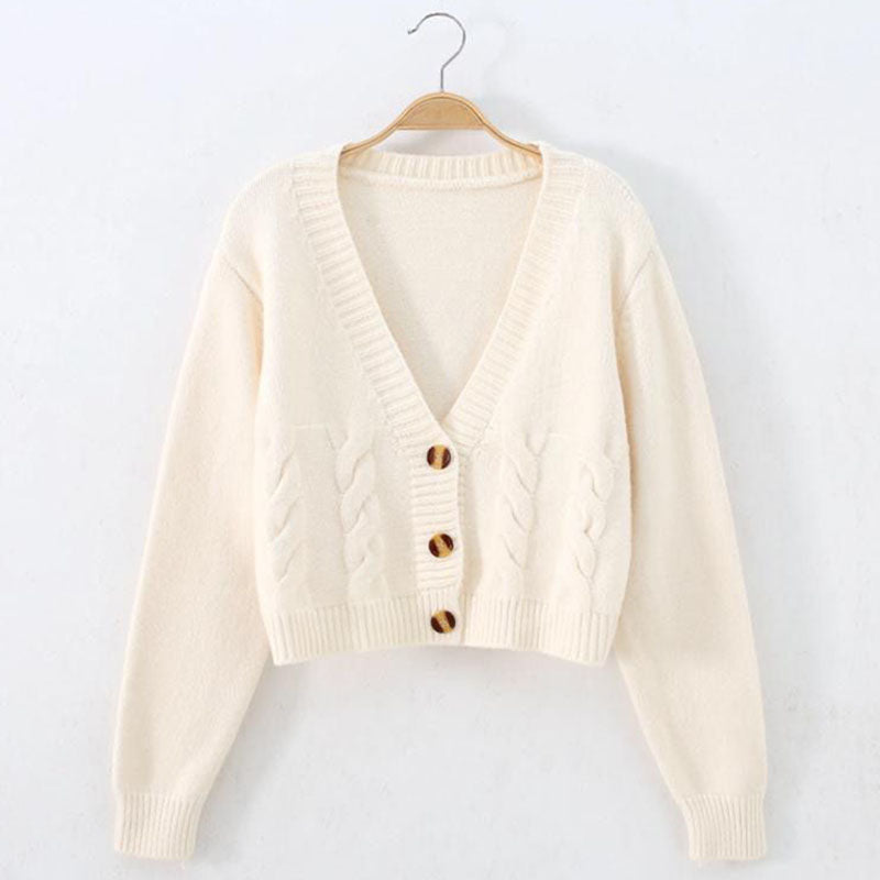 Women's Solid Short Cardigan Sweater Tops