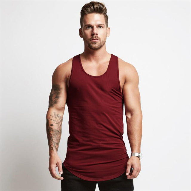 Men's Summer Solid Color Training Sports Tank Top Men's Tank Top Unbranded Red XL