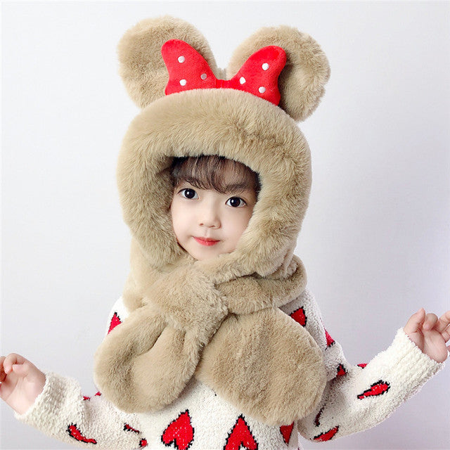 Children's Thick Warm Scarves And Hats With Cute Designs