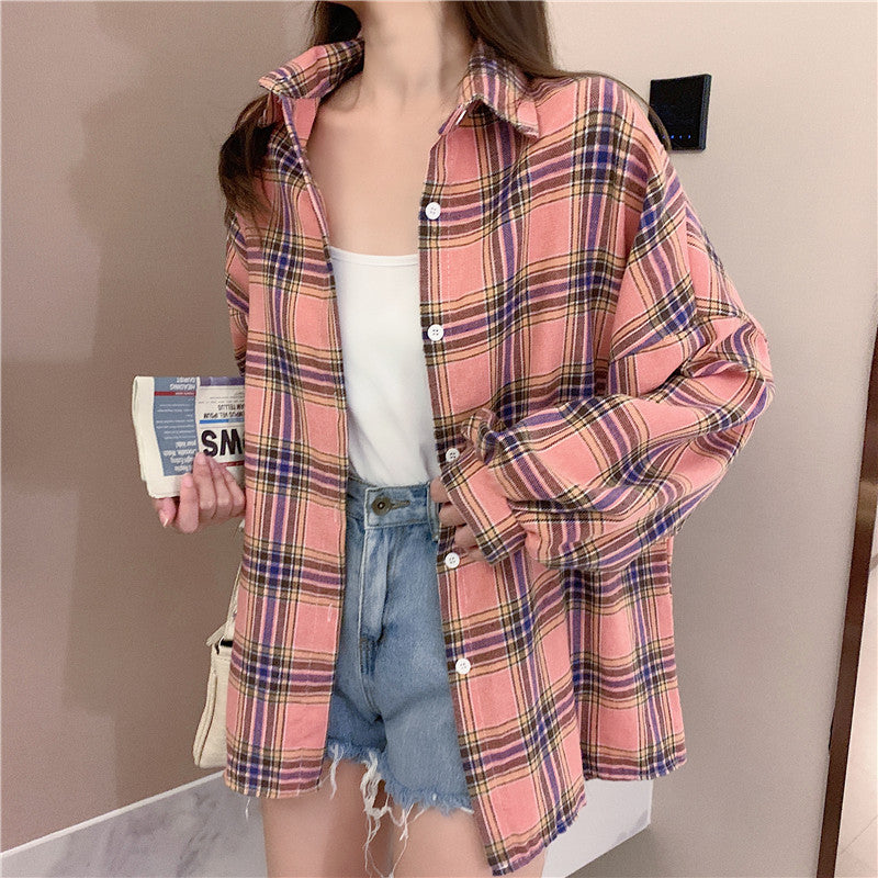Women's Lightweight Long Sleeve Plaid Shirt Women's Shirt Unbranded