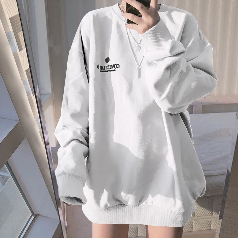 Women's Casual Loose Sweater Women's Sweatshirt Unbranded White M