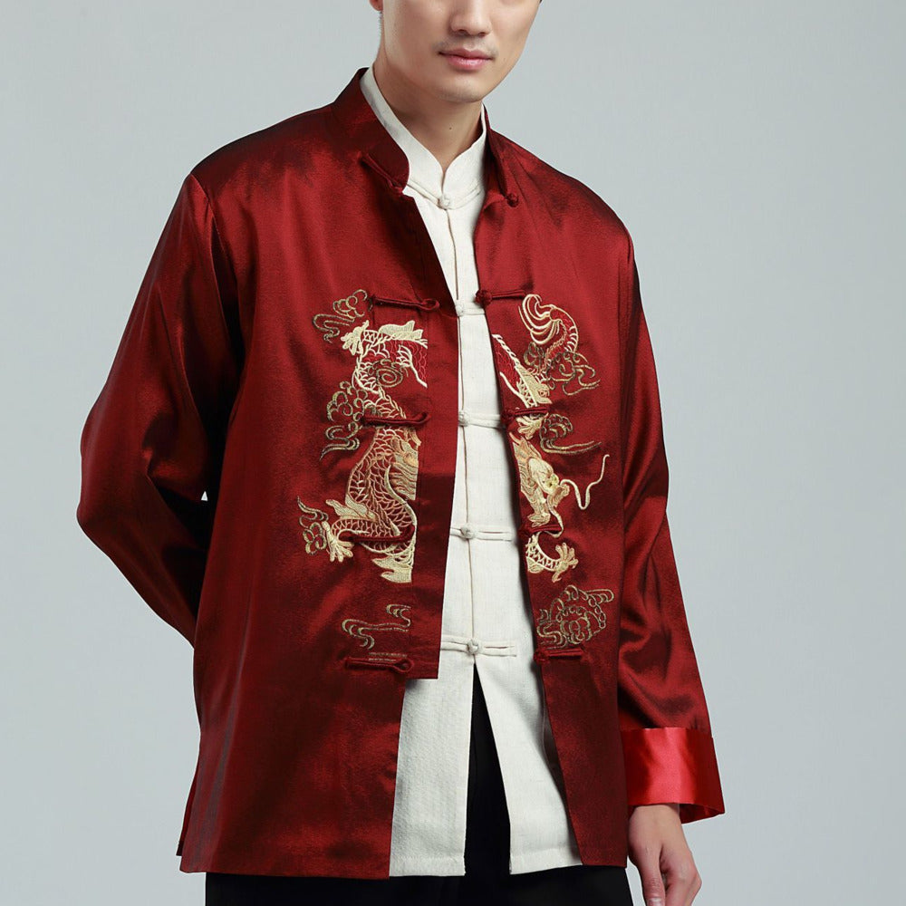 Men's Chinese Style Embroidered Dragon Jacket