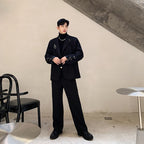 Men's Black Iron Ring Decor Stylish Suit Jacket and Loose Blazer