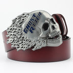 Men's Ghoulish Skull Leather Belt - Casual Style
