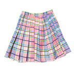 Women's Gradient Pink Checkered Pleated Mini Skirt