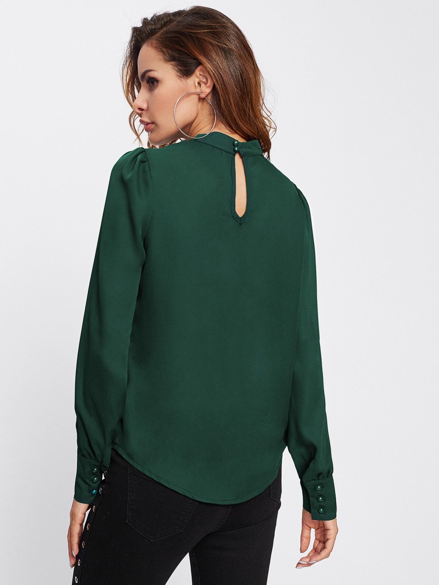 Women's Pleated Stand Collar Chiffon Shirt Women's Tops & T-shirt Unbranded