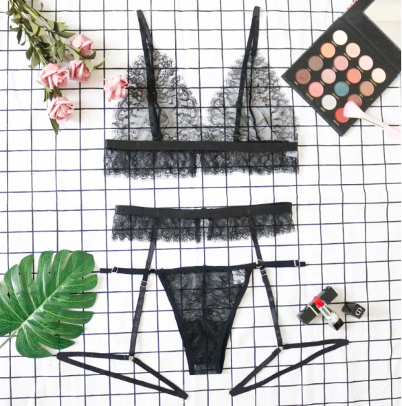Women's Lace Three Piece Lingerie Set