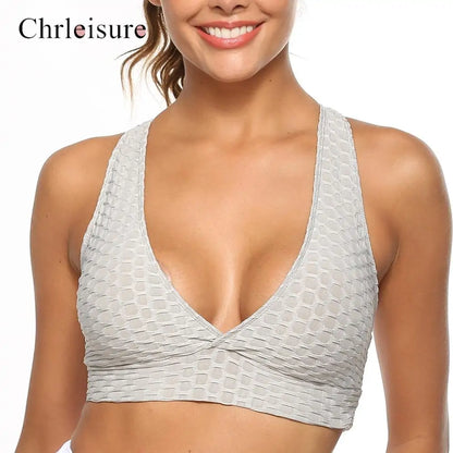 Women Fitness Deep V Neck Backless Breathable Bra