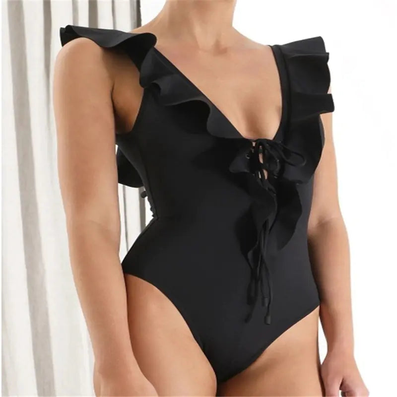 Women's Leopard Print Cutout One Piece Bikini Swimsuit Main image
