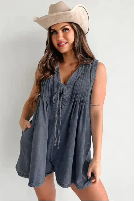 Women's Denim Sleeveless Jumpsuit