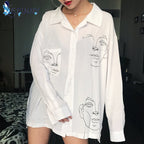 Women's Printed Long Sleeve Cotton Shirt