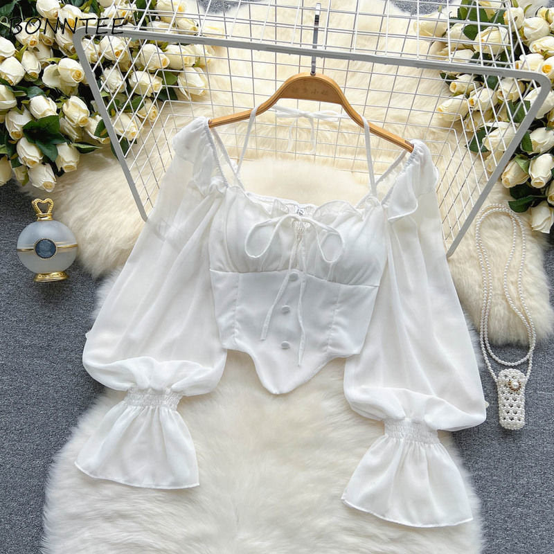 Women's Aesthetic White Blouse ILLUSION CO