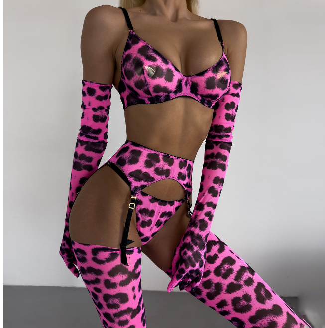 Women's Luxury Leopard Print Lingerie Set Women's Lingerie Unbranded