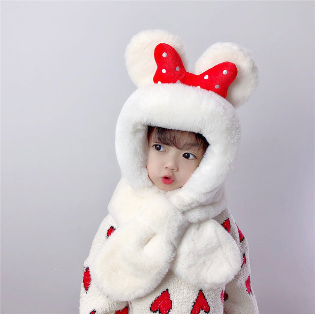 Children's Thick Warm Scarves And Hats With Cute Designs