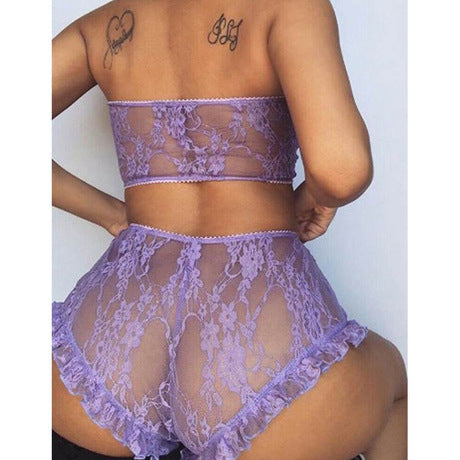 Women's Lace Lingerie Three Piece Set