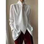 Women's Pearl Scarf Collar White Shirt