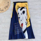 Women's Rainbow Print Pleated Skirt