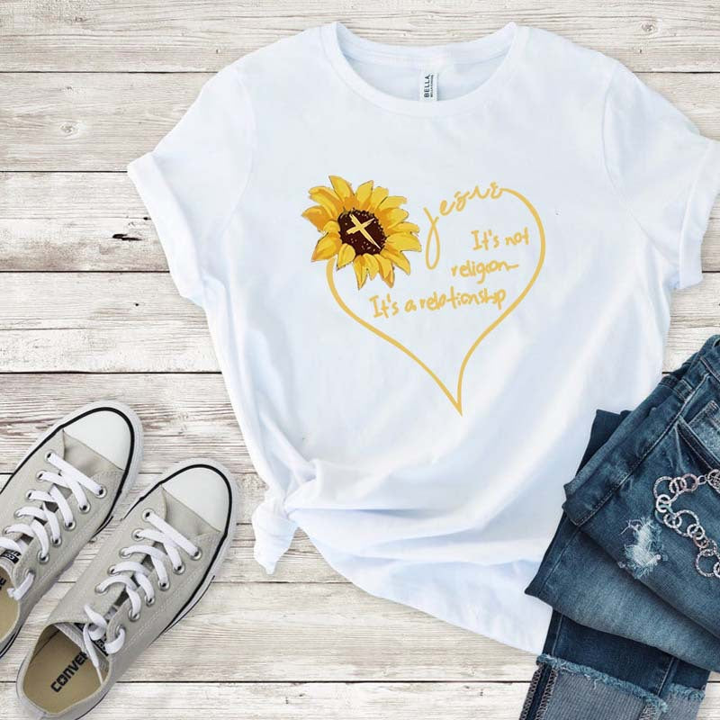 Women's Sunflower Print Casual T Shirt