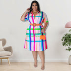 Women's Checkered Short Sleeved Shirt Dress
