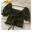 Women's Floral Ruffled Tops ILLUSION CO black Tamanho Único