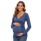 Women's Long Sleeve V Neck Maternity Blouse