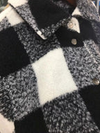 Women's Black & White Plaid Shirt Jacket